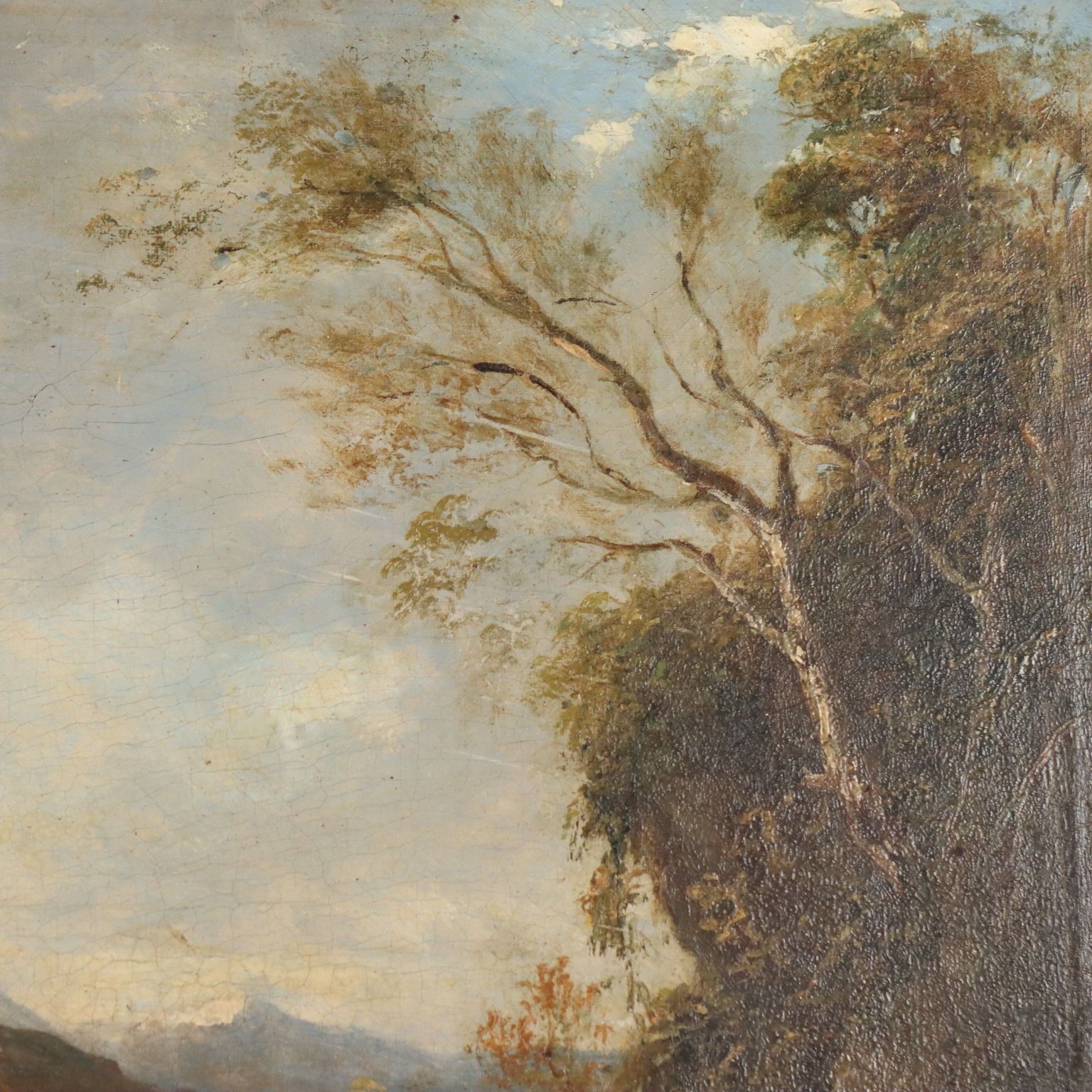 Antique Painting Landscape With River Oil On Canvas XIX Century photo 600.0
