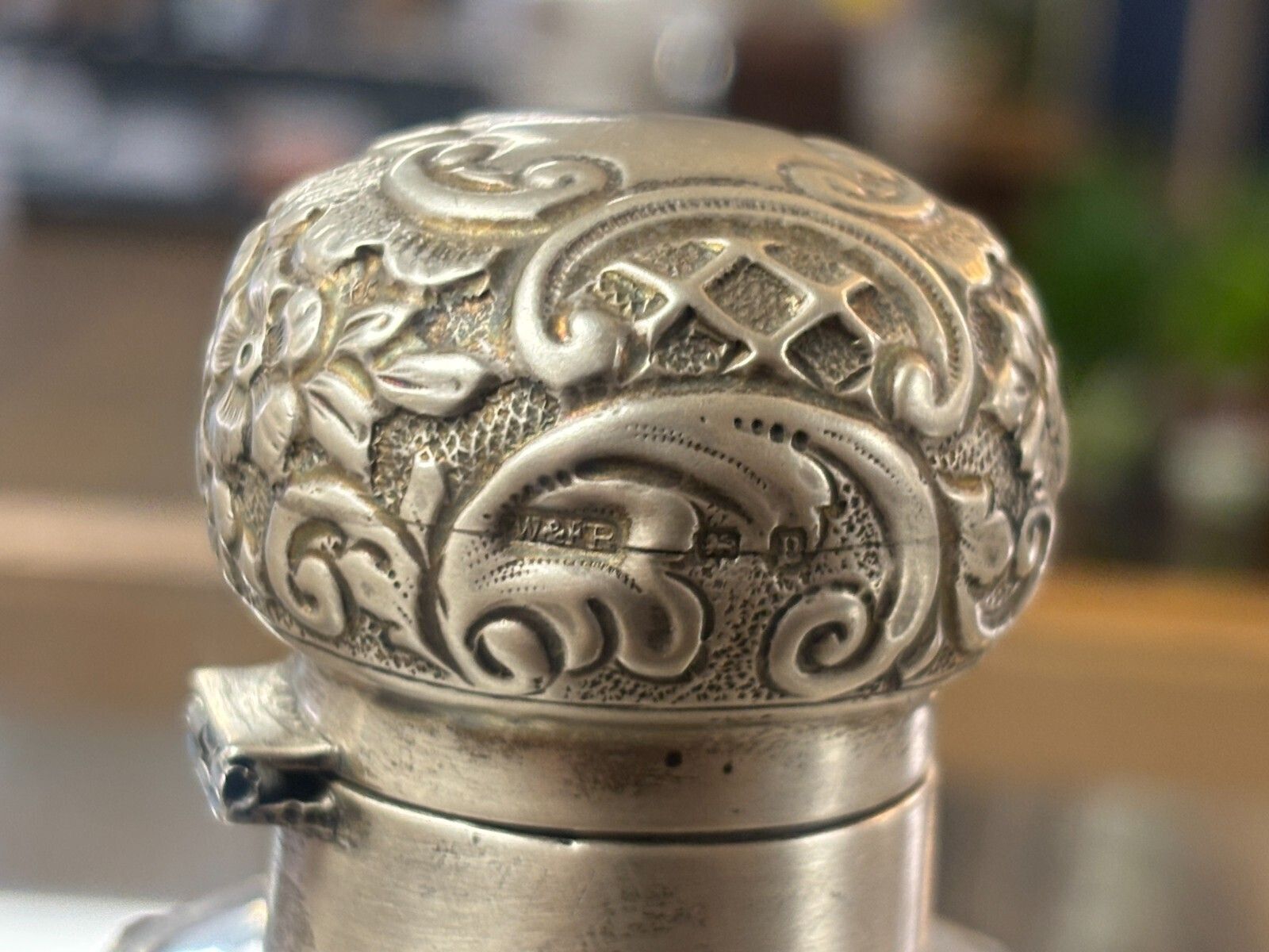 Antique 1914 Sterling Silver & Cut Glass Perfume/ Vanity Bottle. photo vintage