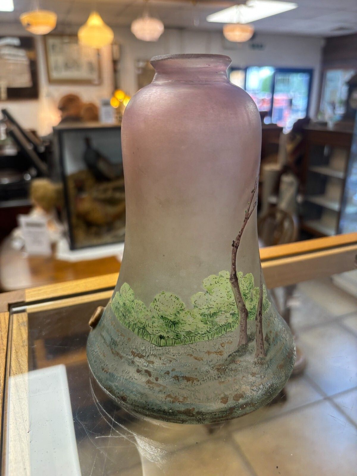 Early 20th Century Daum Nancy Painted Glass Vessel. photo Home Decor