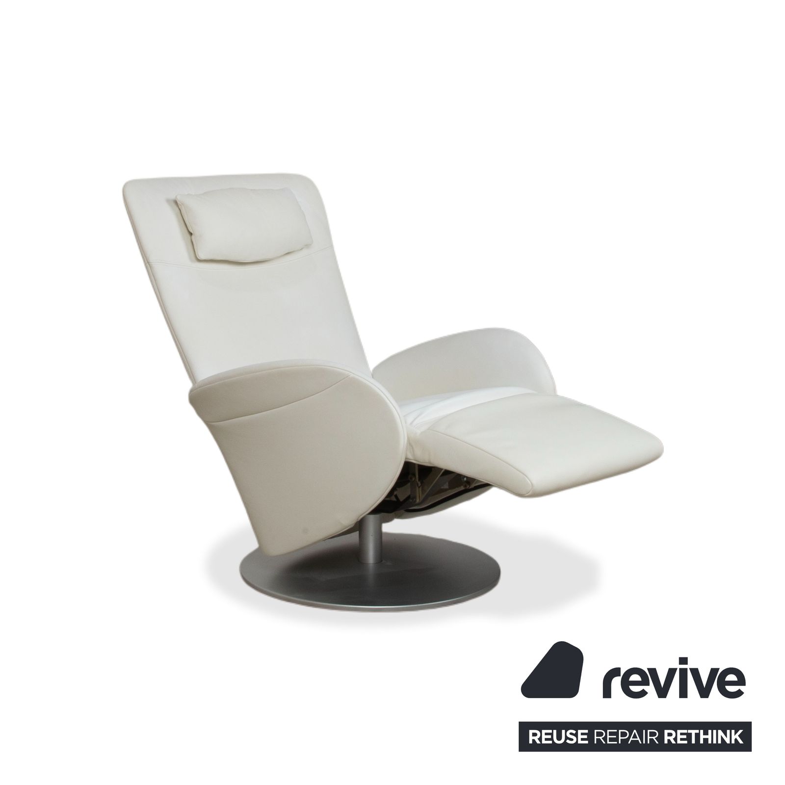 Rolf Benz L-SE-L 572 Fauteuil, Leer, Crèmewit, Manuele Functie, Relaxfunctie photo Meubels