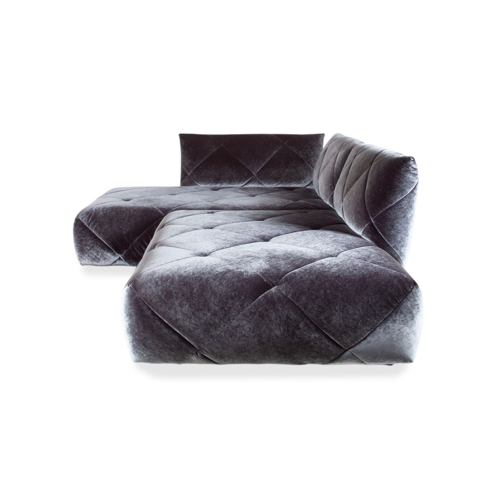 Mobilier Canapé d'angle Bretz Teratai en velours bleu-gris photo