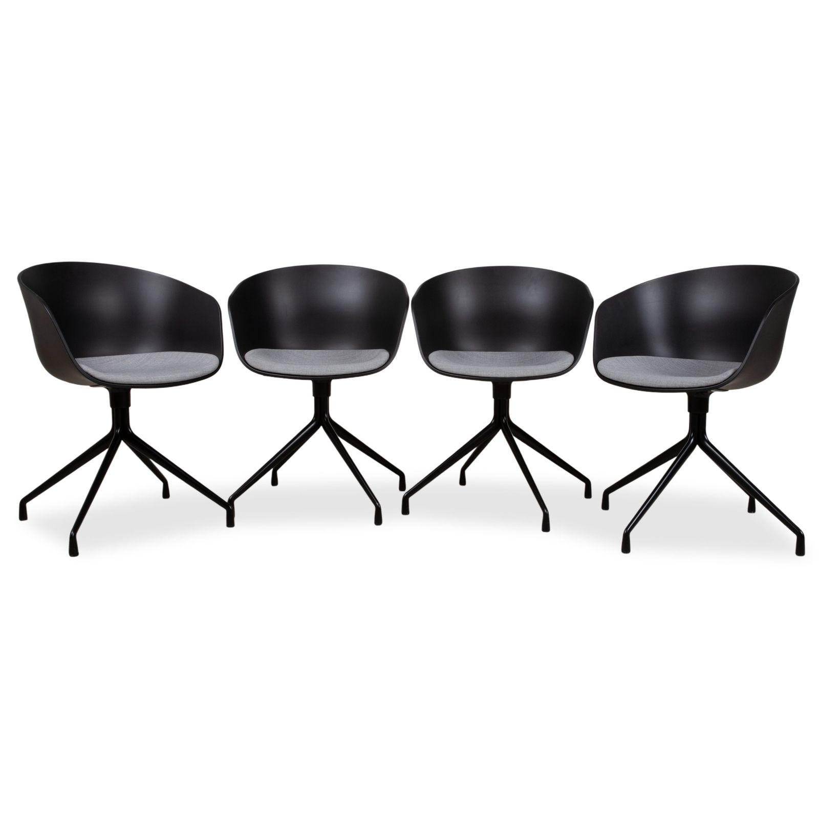 Lot de 4 chaises Hay AAC20 en plastique, grises et noires, fonction manuelle