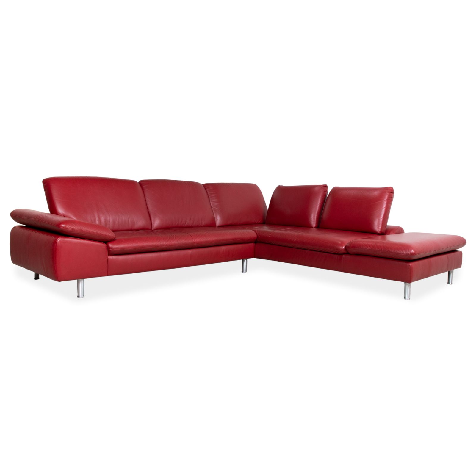 Willi Schillig Loop Leather Corner Sofa Red Manual Function