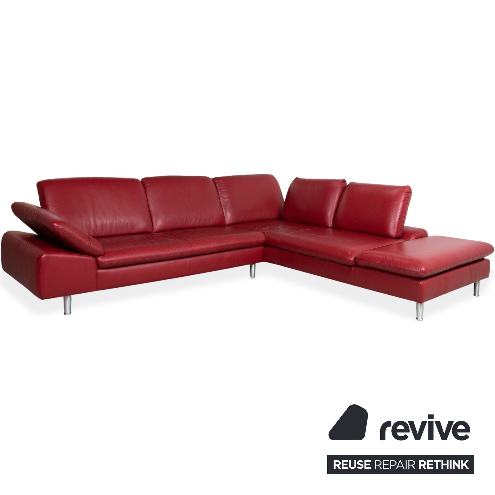Willi Schillig Loop Leather Corner Sofa Red Manual Function photo Furniture