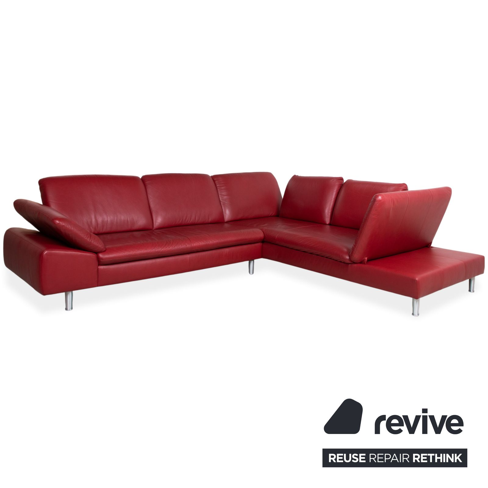 Willi Schillig Loop Leather Corner Sofa Red Manual Function photo vinterior