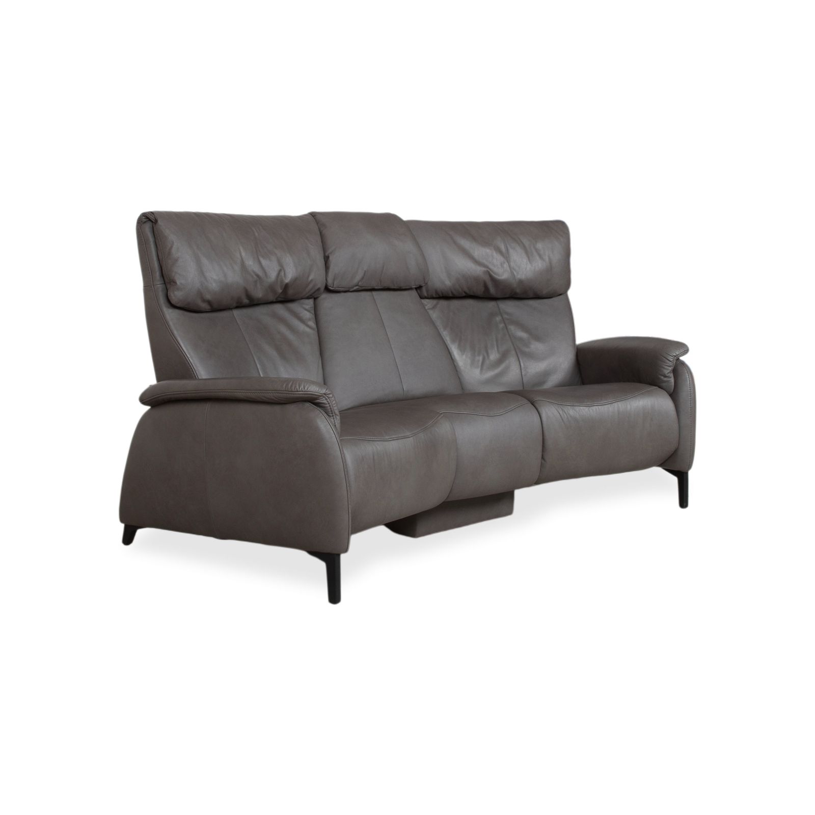 Himolla Trapez Leather Three Seater Grey Anthracite Manual Function Sofa photo for sale