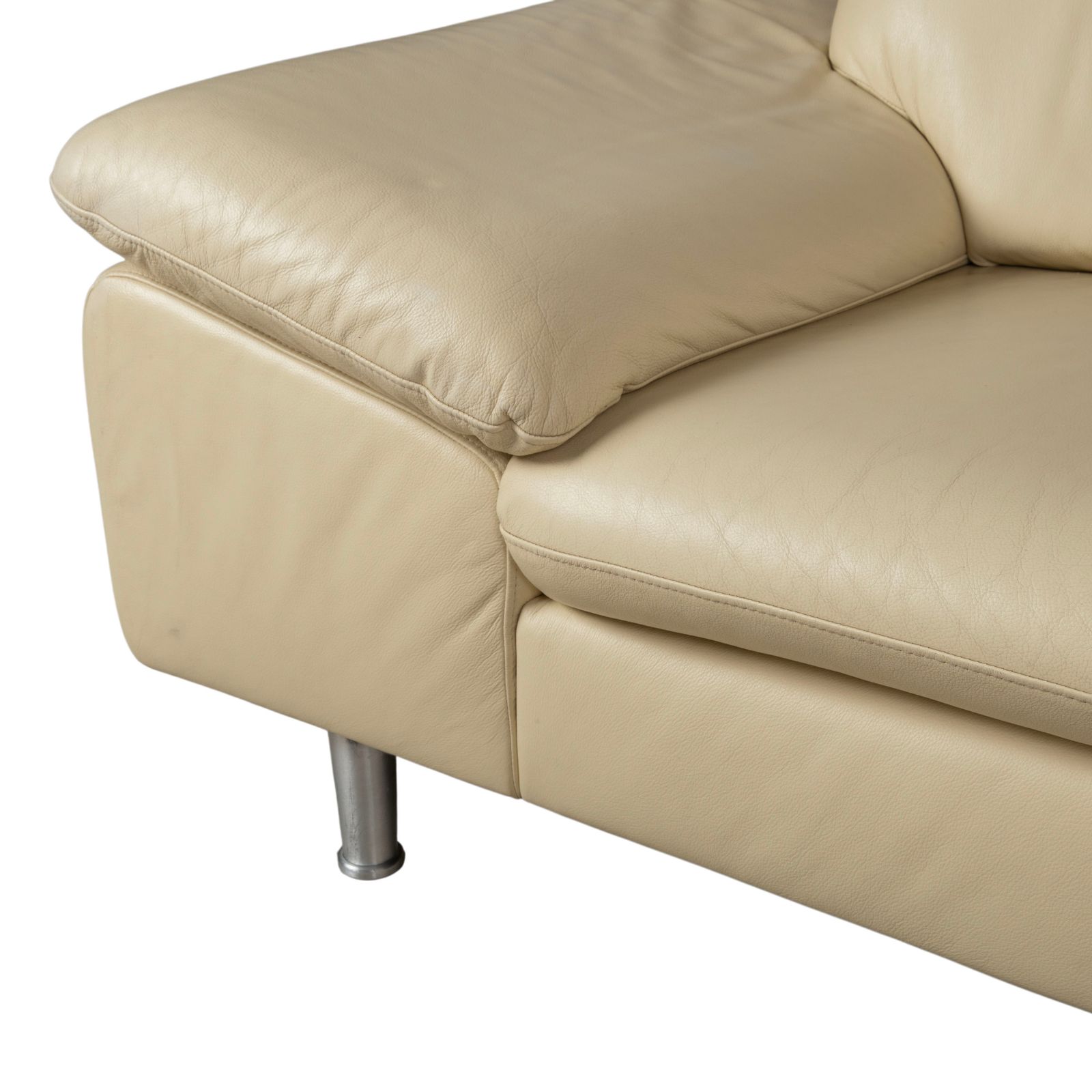 Canapé d'angle Willi Schillig Loop en cuir véritable crème beige, fonction manuelle photo buy