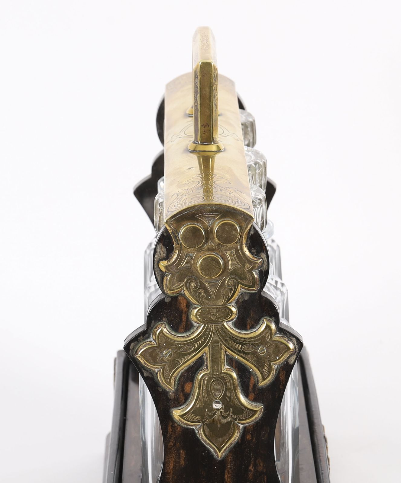 Home Decor Victorian Coromande Three Cut  Crystal Decanter Tantalus C1870 photo
