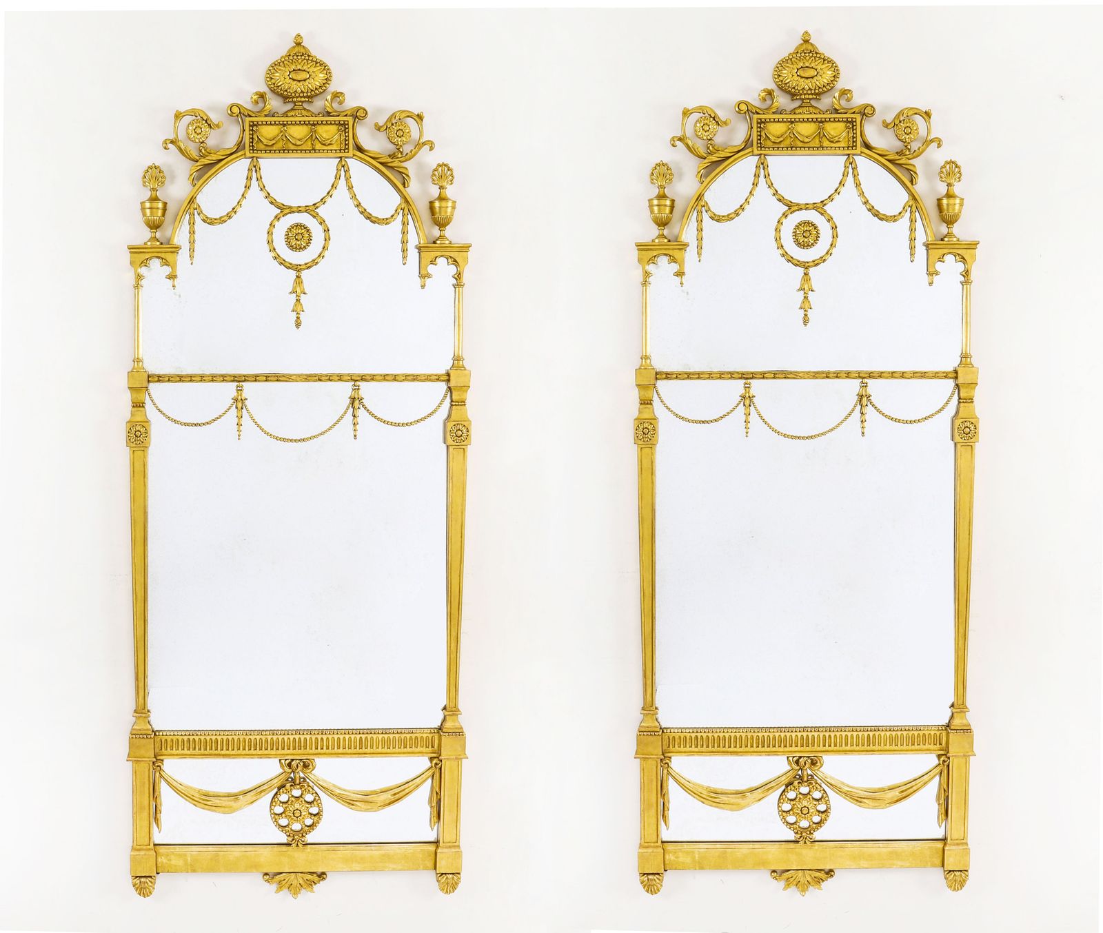 7750.0 Pair 6ft George III Adam Revival Giltwood Mirrors 19th C 190 X 76cm photo