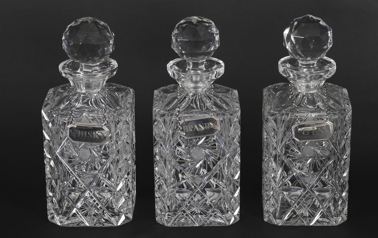 Antique Betjemann’s Coromandel 3 Crystal Decanter Tantalus Silver Hallmarks 1907 photo vinterior