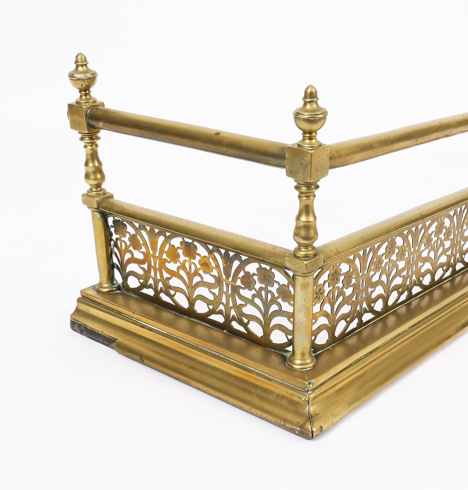 Victorian Brass Fireplace Fender / Guard 19th C photo vintage