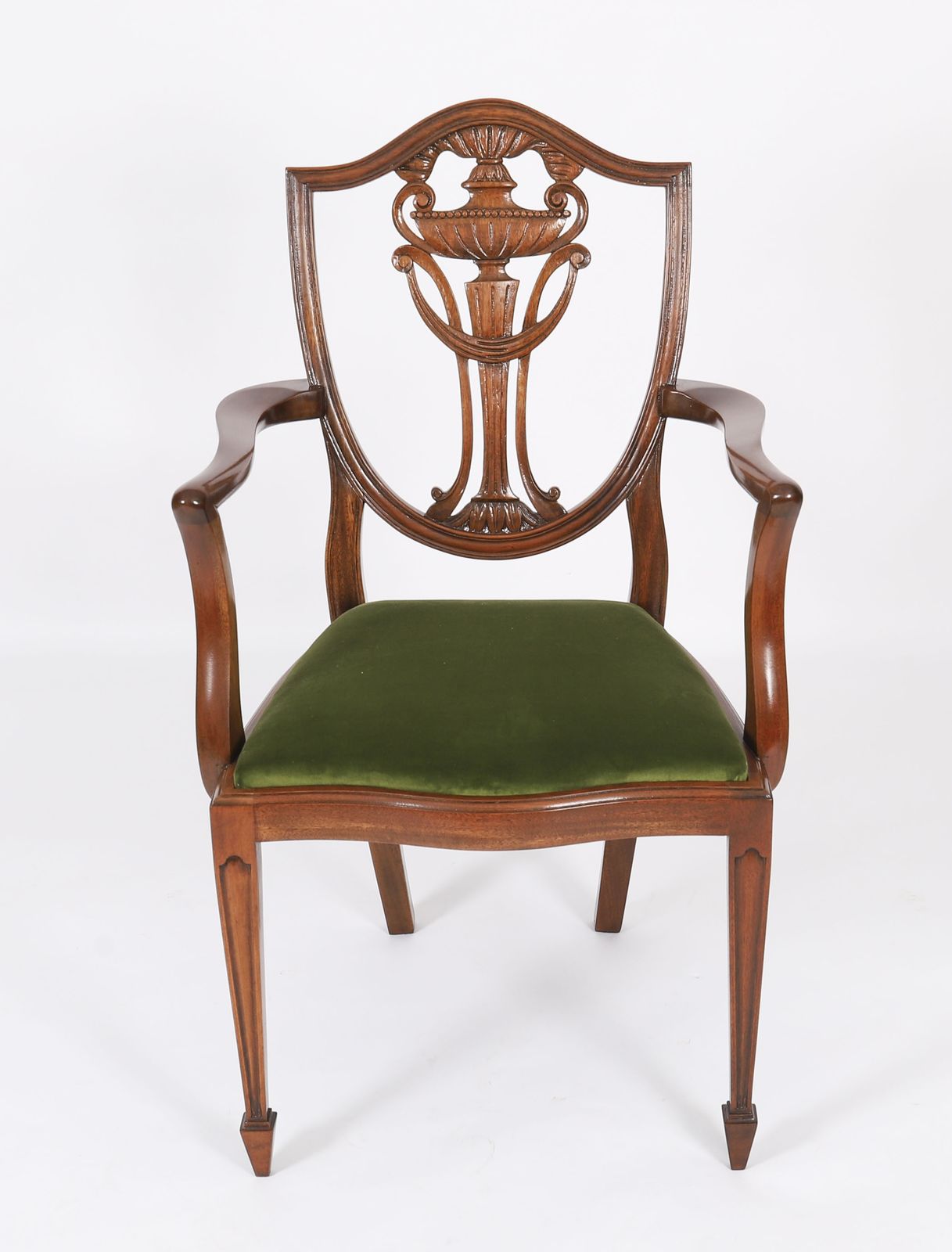 Set 8 Edwardian Shield Back Dining Chairs  Circa 1910  20th C photo for sale