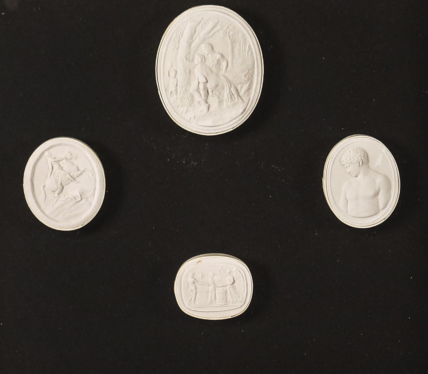 photo for sale Antique Pair Giltwood Framed Grand Tour Plaster Intaglios 19th Century