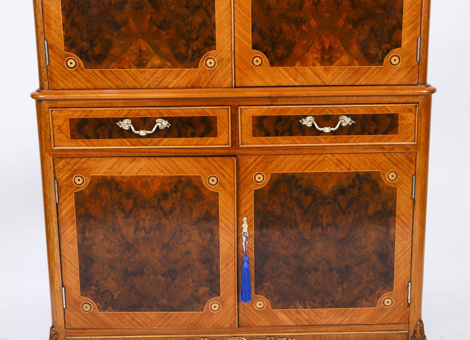photo furniture Art Deco Walnut Marquetry Cocktail Cabinet Dry Bar By Epstein C 1930