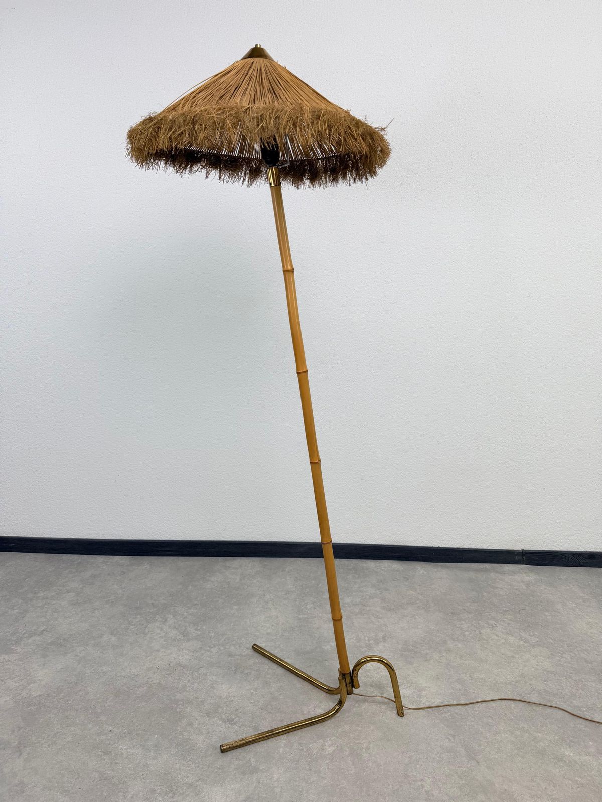 Bamboo Floor Lamp By Rupert Nikoll Austria. photo for sale