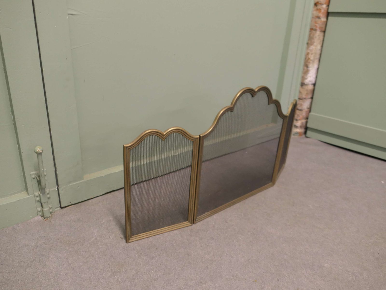Decorative Italian Folding Brass Fire Guard This Is A Very Attractive Folding Spark Guard. photo vinterior