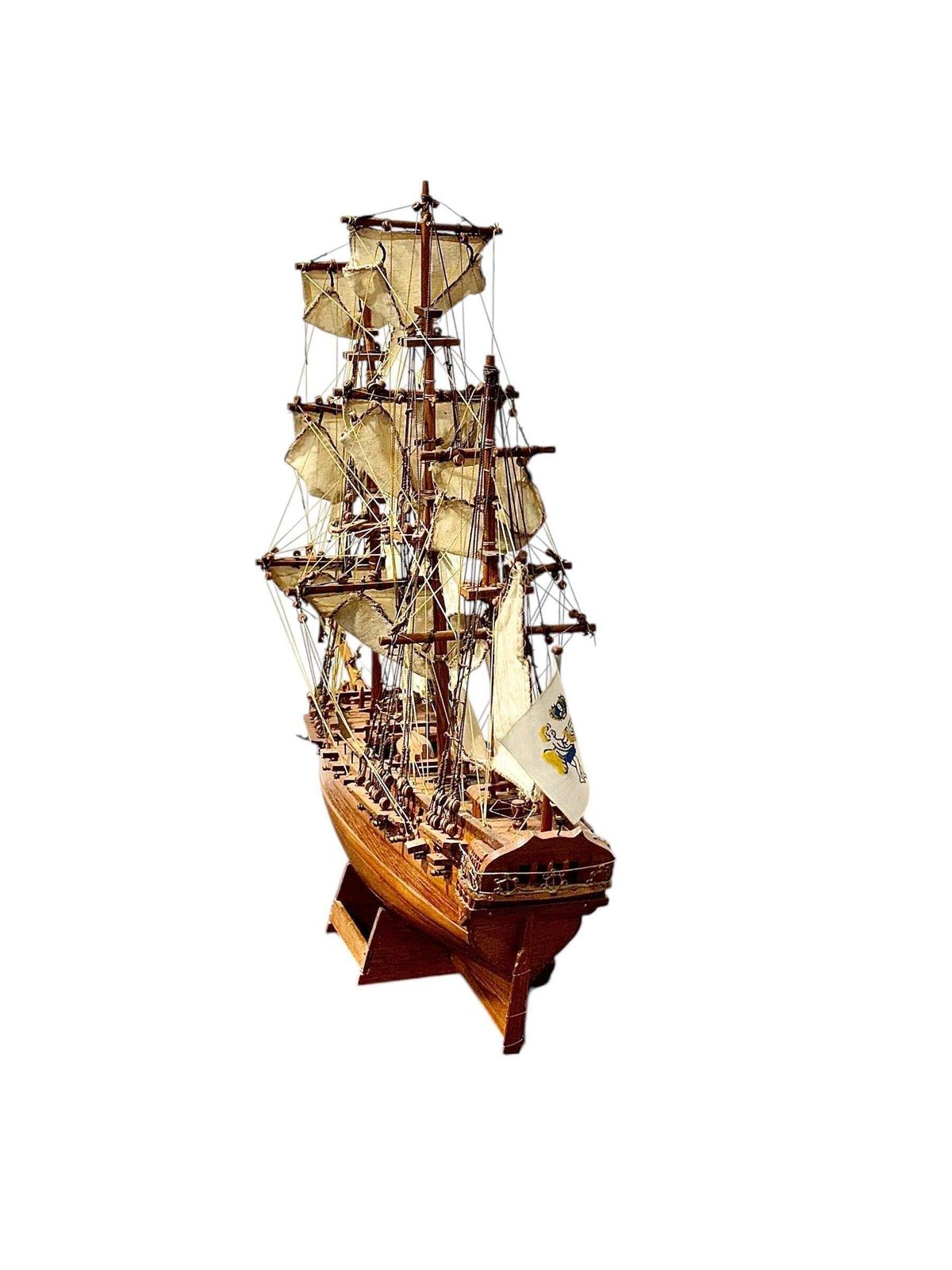 Handcrafted Walnut Ship Model Of The St. Géran Frigate, 1737 photo for sale