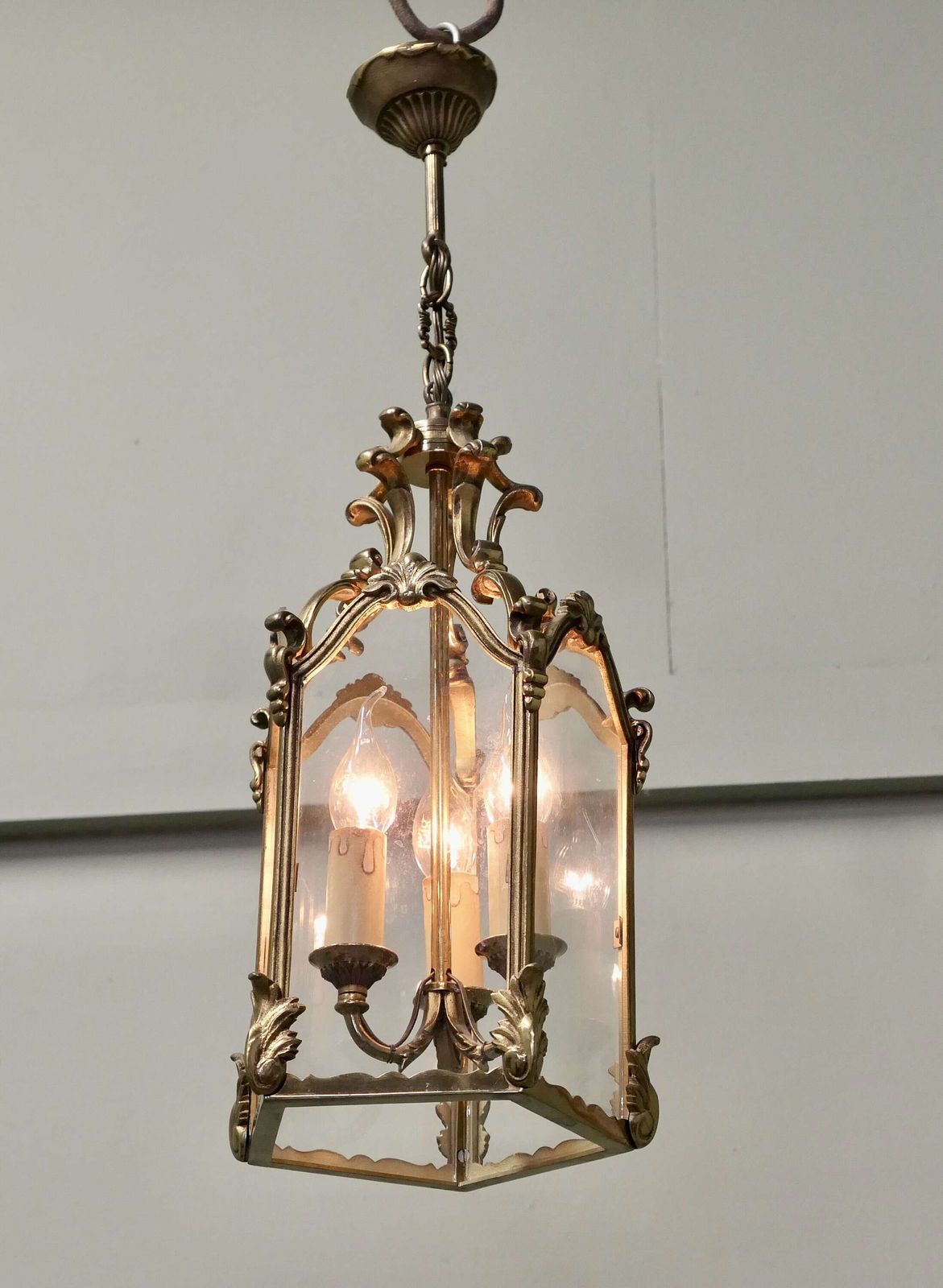 French Rococo Style Gothic Look Lantern Hall Light A Superb Quality Heavy Brass Lantern. photo Lighting