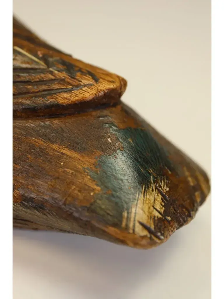 Vintage Hand Carved Wooden Decoy Duck – Folk Art Mallard With Original Paintwork. photo buy