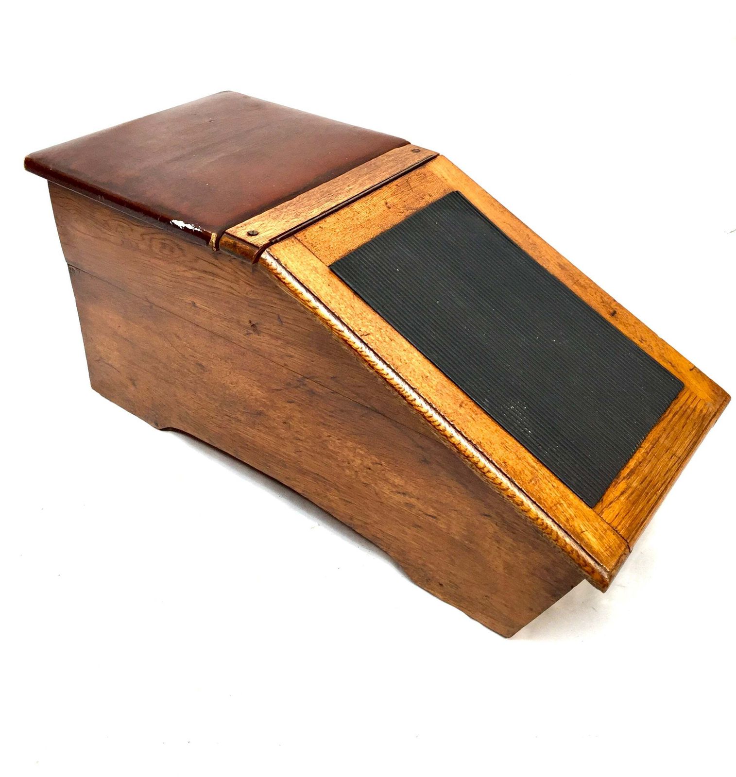 Antique Wooden Oak 1930s Shoe Shine / Shop Used Try On Seat / Box With Mirror. photo furniture