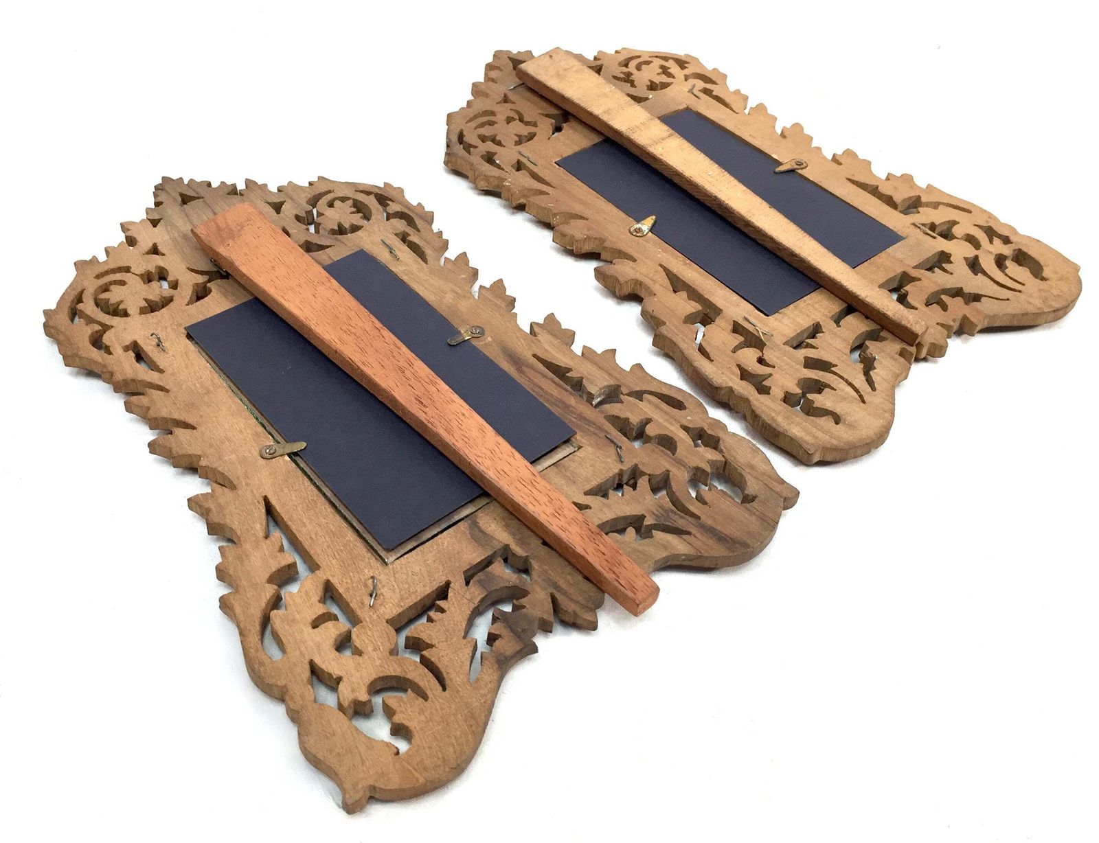 Home Decor Antique Pair Of Italian Olive Fruitwood Carved Photo Frames / Photography Frames. photo