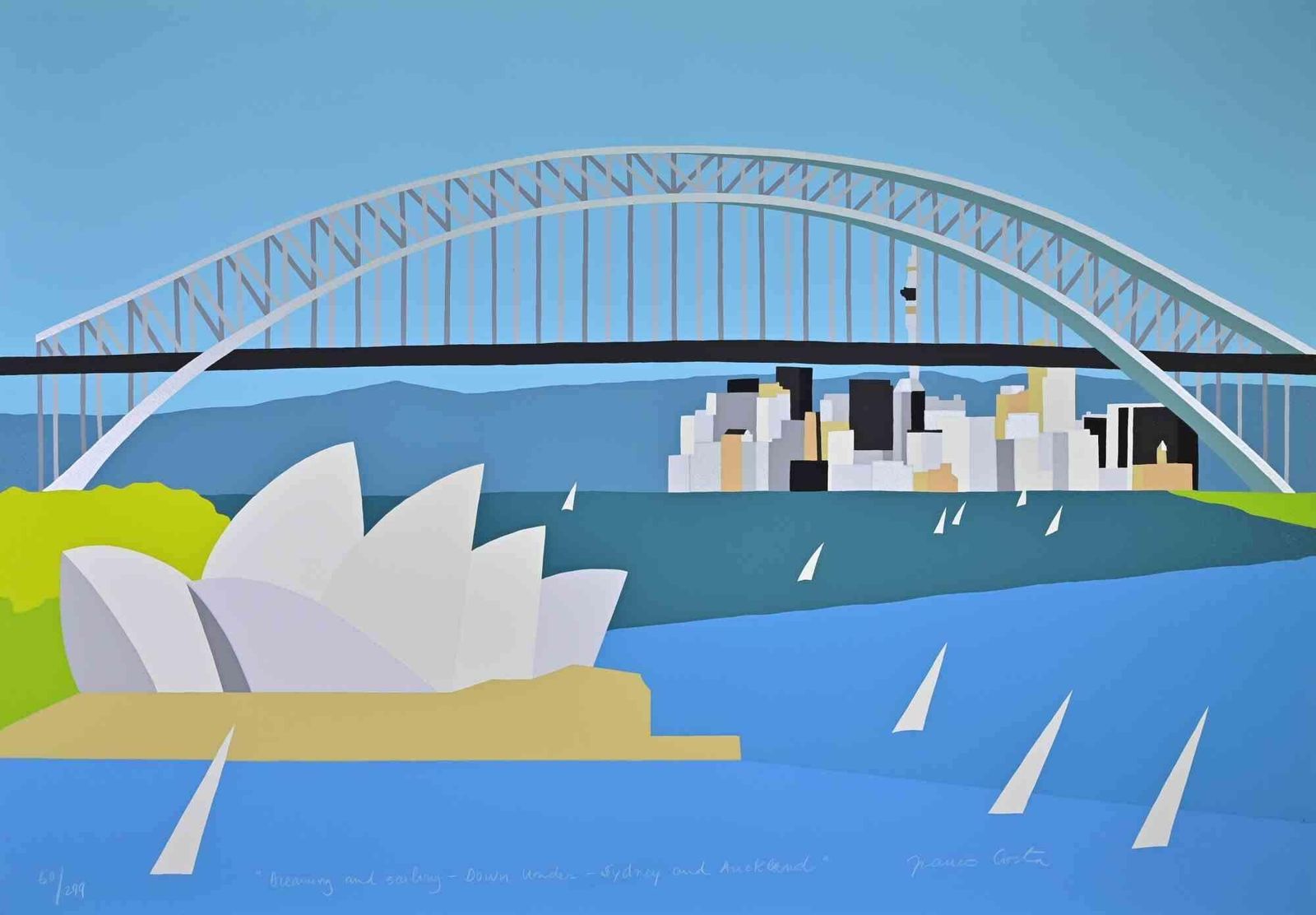 Franco Costa Dreaming And Sailing   Down Under ...   Screenprint By Franco Costa   1990s.