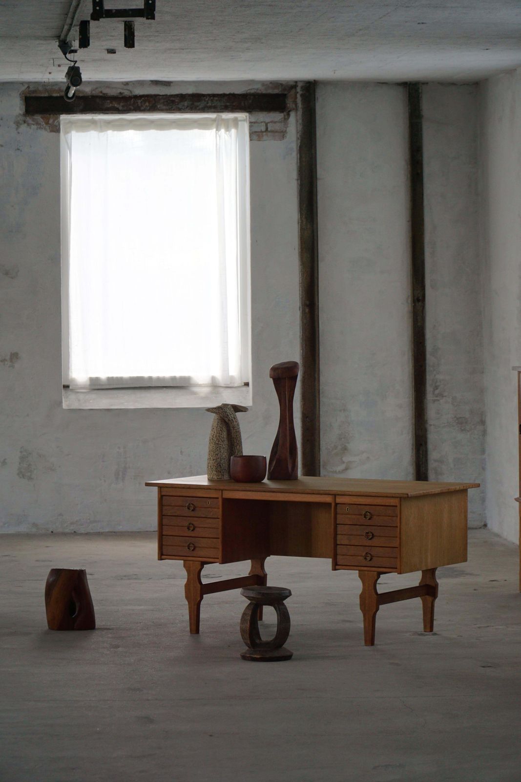 Freestanding Desk In Oak By Henning Kjærnulf, Danish Mid Century Modern, 1950s photo furniture