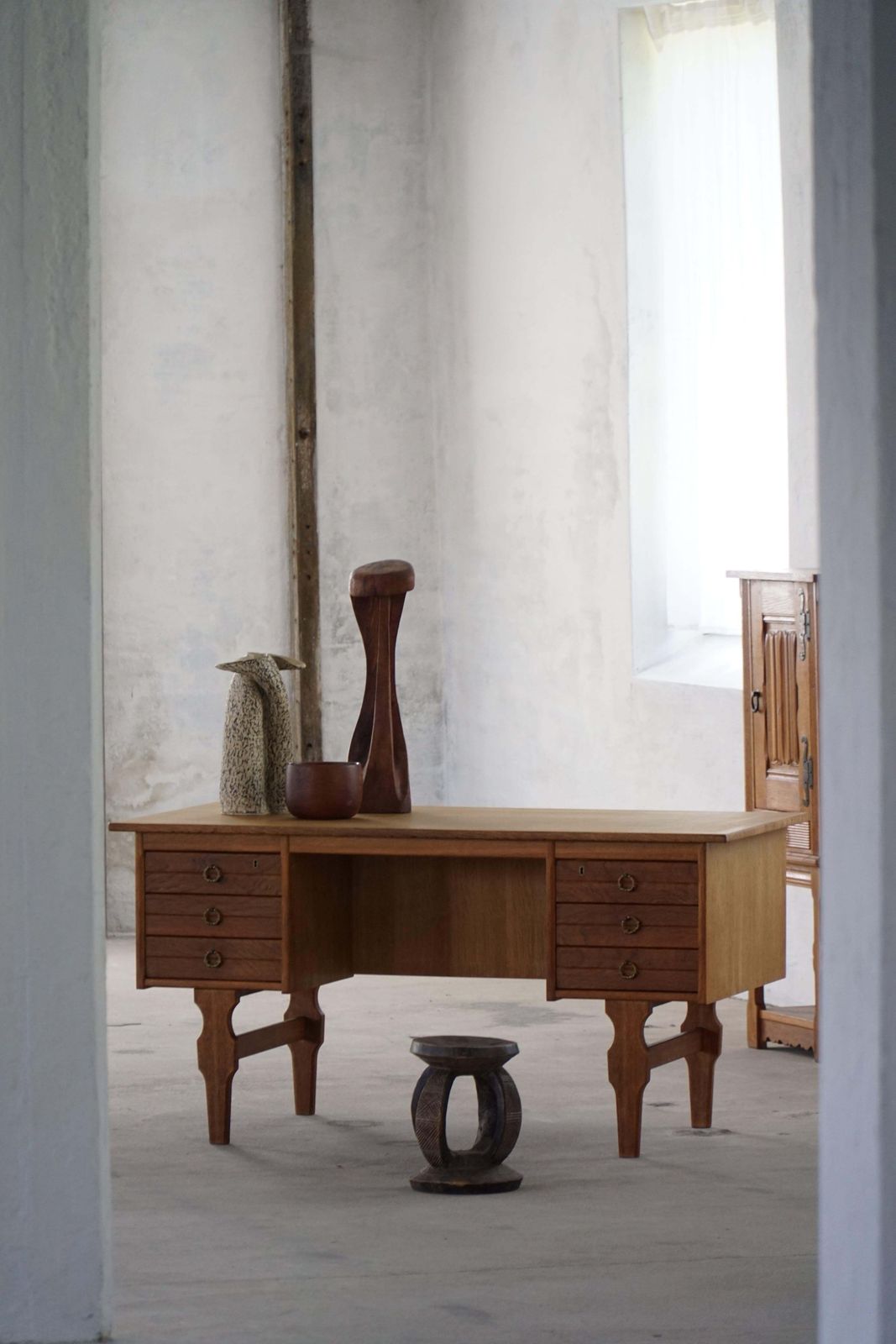 photo buy Freestanding Desk In Oak By Henning Kjærnulf, Danish Mid Century Modern, 1950s