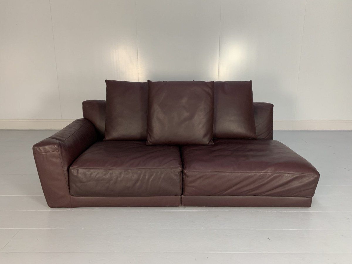 B&B Italia Luis 3 Seat Chaise End Sofa   In Oxblood Deep Red Alfa Leather photo Furniture