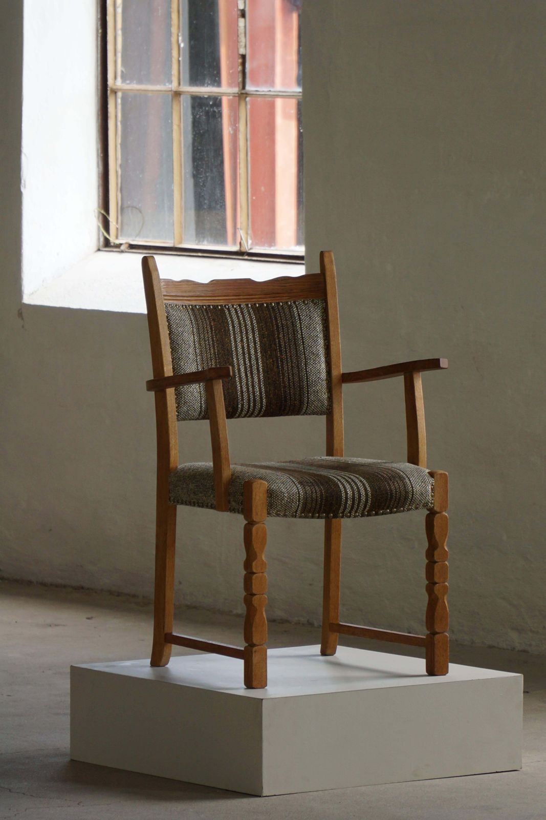 photo for sale Danish Mid Century Modern, Set Of 8 Dining Chairs In Oak & Wool, 1960s