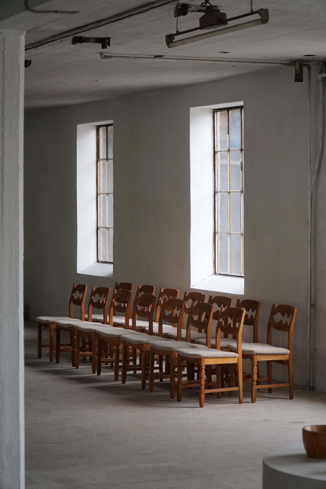 Set Of 6 Henning Kjærnulf “Razorblade” Dining Chairs In Oak & Mohair, 1960s photo 5023.0