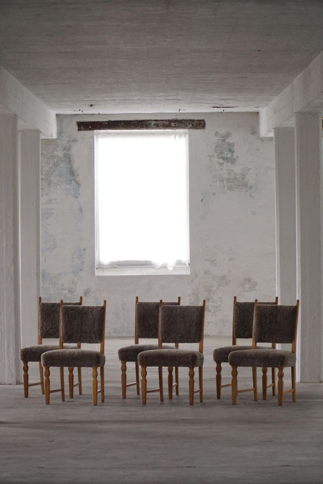 Set Of 6 Dining Chairs, Oak & Lambswool, Henning Kjærnulf, Danish Modern, 1950s photo buy