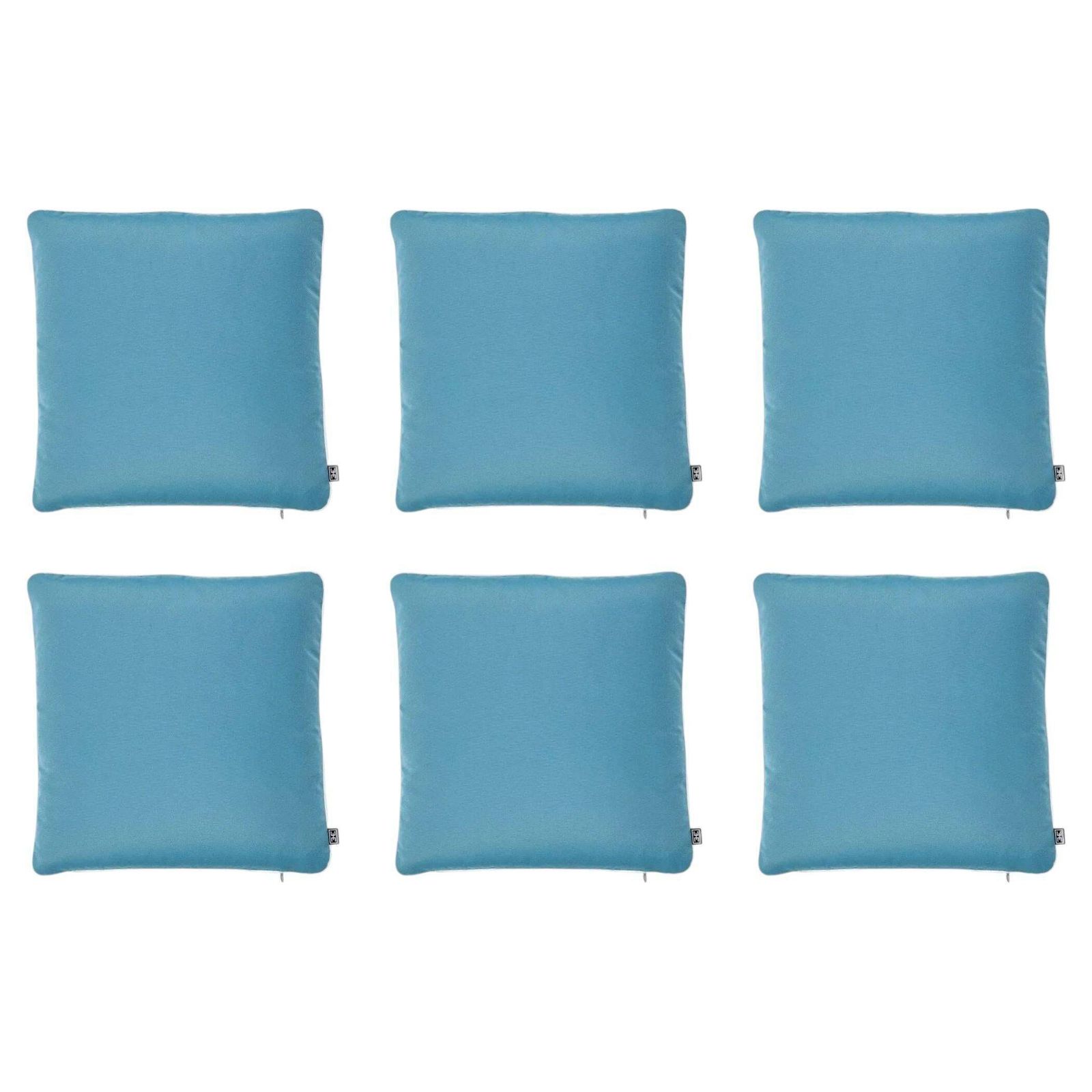 Set Of 6 Contemporary Mineral Blue Outdoor Back Cushion