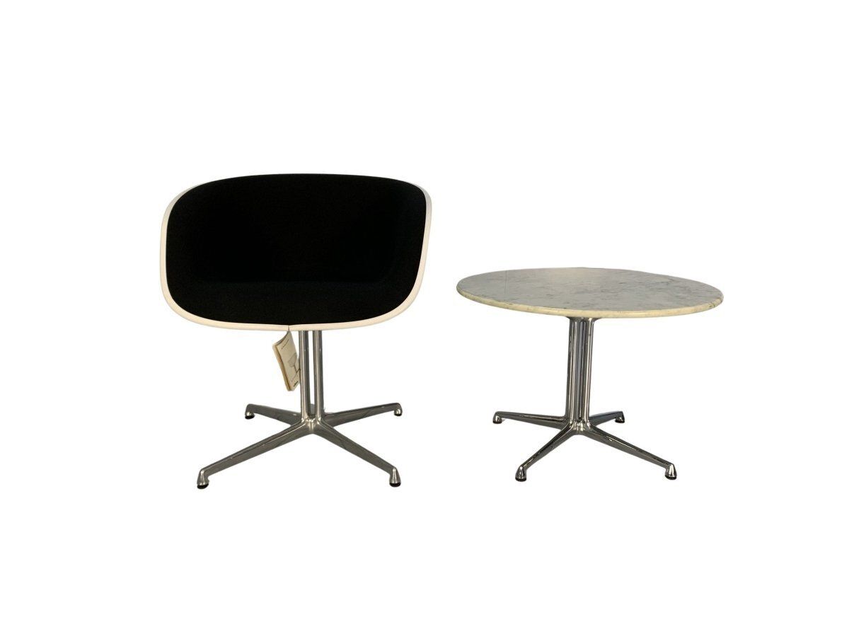 Vitra La Fonda Eames Chair & Marble Table   In Black Hopsack