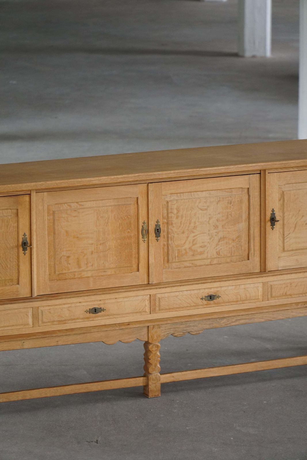Danish Mid Century, Low Brutalist Sideboard In Oak, Henning Kjærnulf, 1960s photo 3485.0