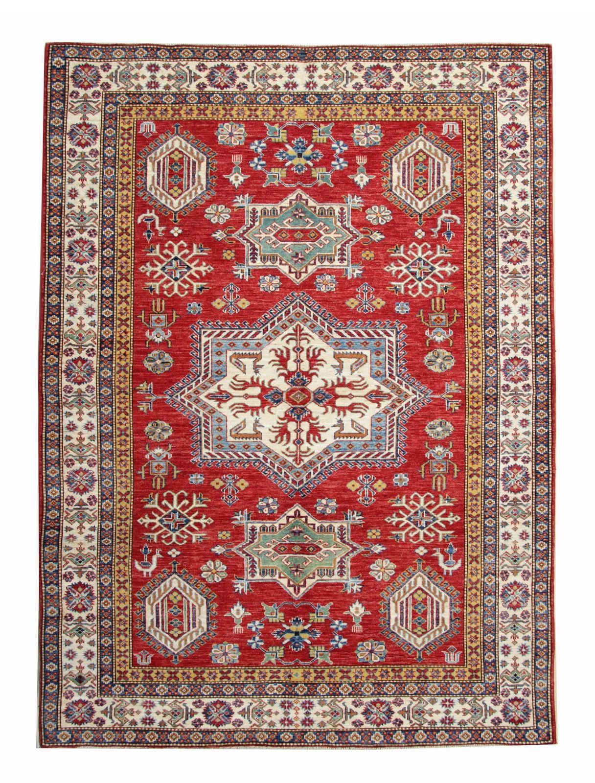 Kazak tapijten, geometrisch tapijt rood rustiek tapijt woonkamer photo for sale