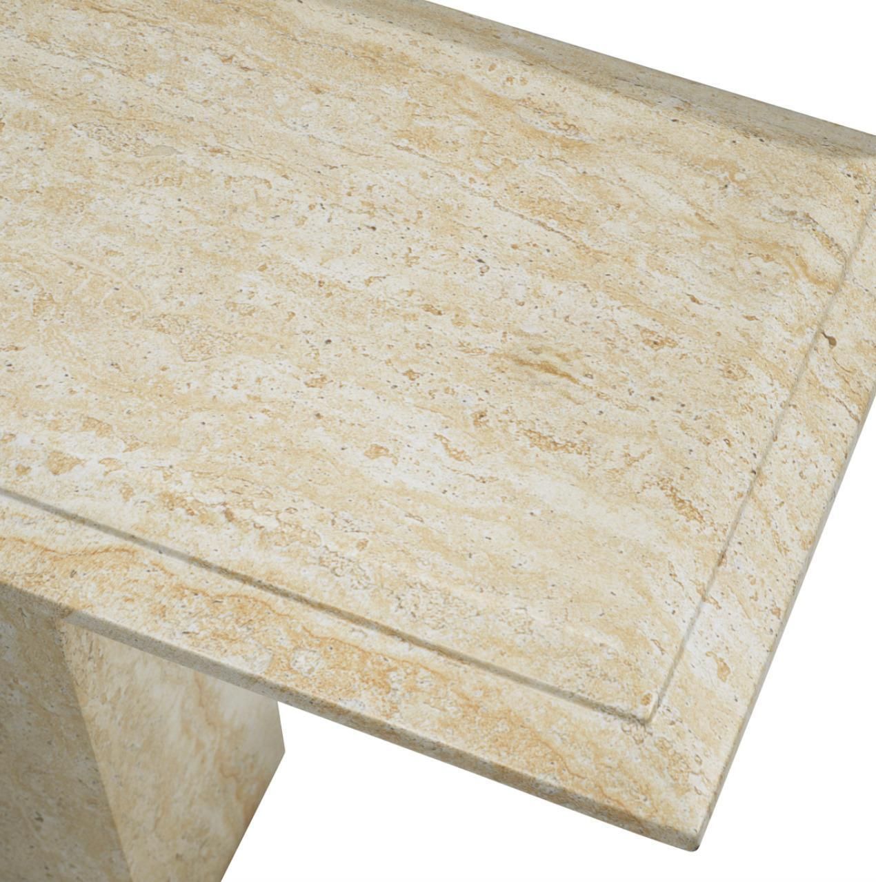 Rectangular Outdoor Console Table In Faux Travertine Finish. photo vinterior