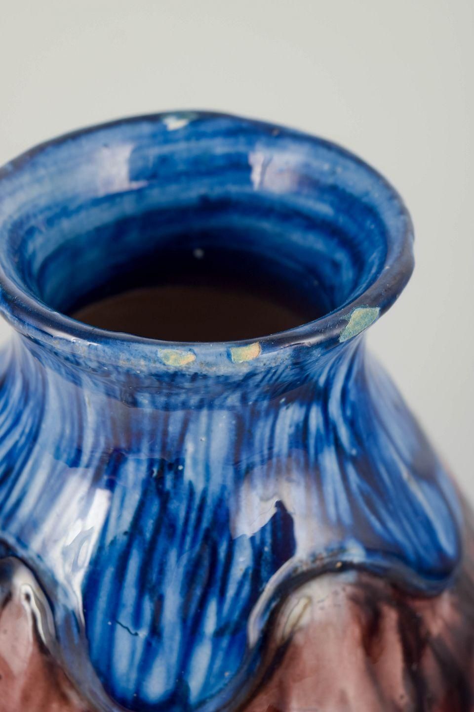 Roskilde Lervarefabrik. Ceramic Vase With Brown And Blue Glaze. 1920s/30s. photo for sale