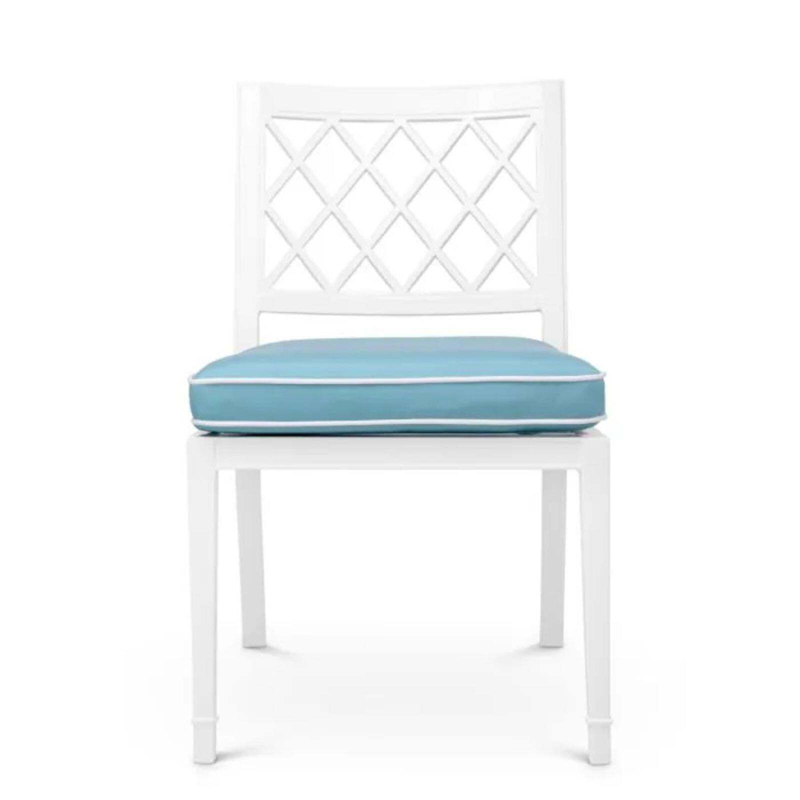 Contemporary Outdoor Dining Chair With Mineral Blue Sunbrella Cushion. photo furniture