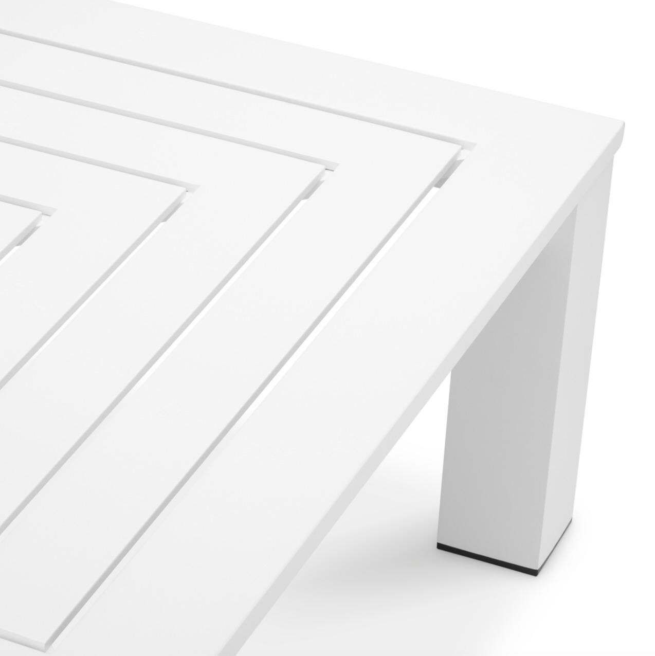 Square Outdoor Coffee Table With Matte White Finish. photo vinterior
