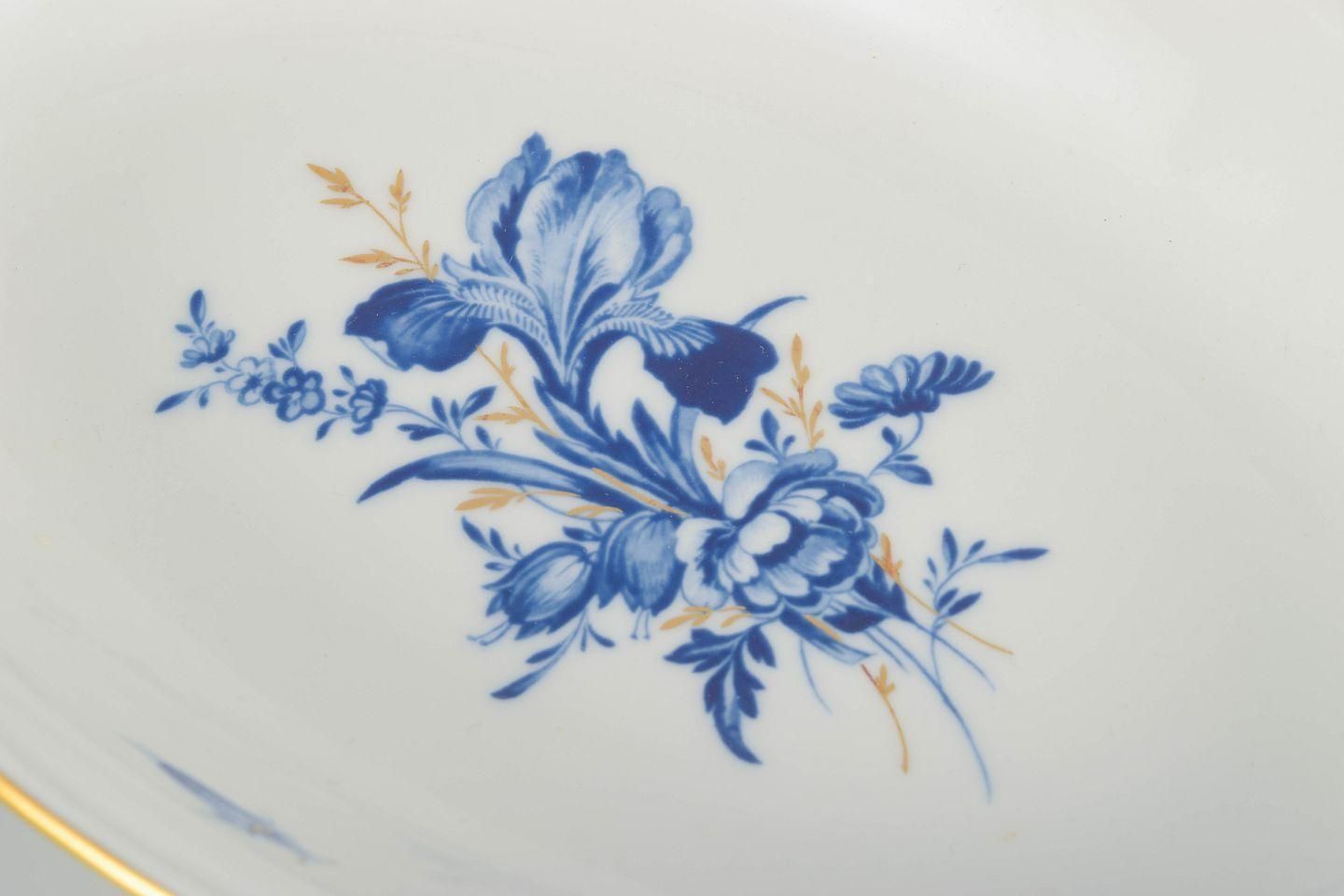 Meissen, Germany. Two Oval Serving Dishes In Porcelain With Blue Floral Motifs. photo for sale