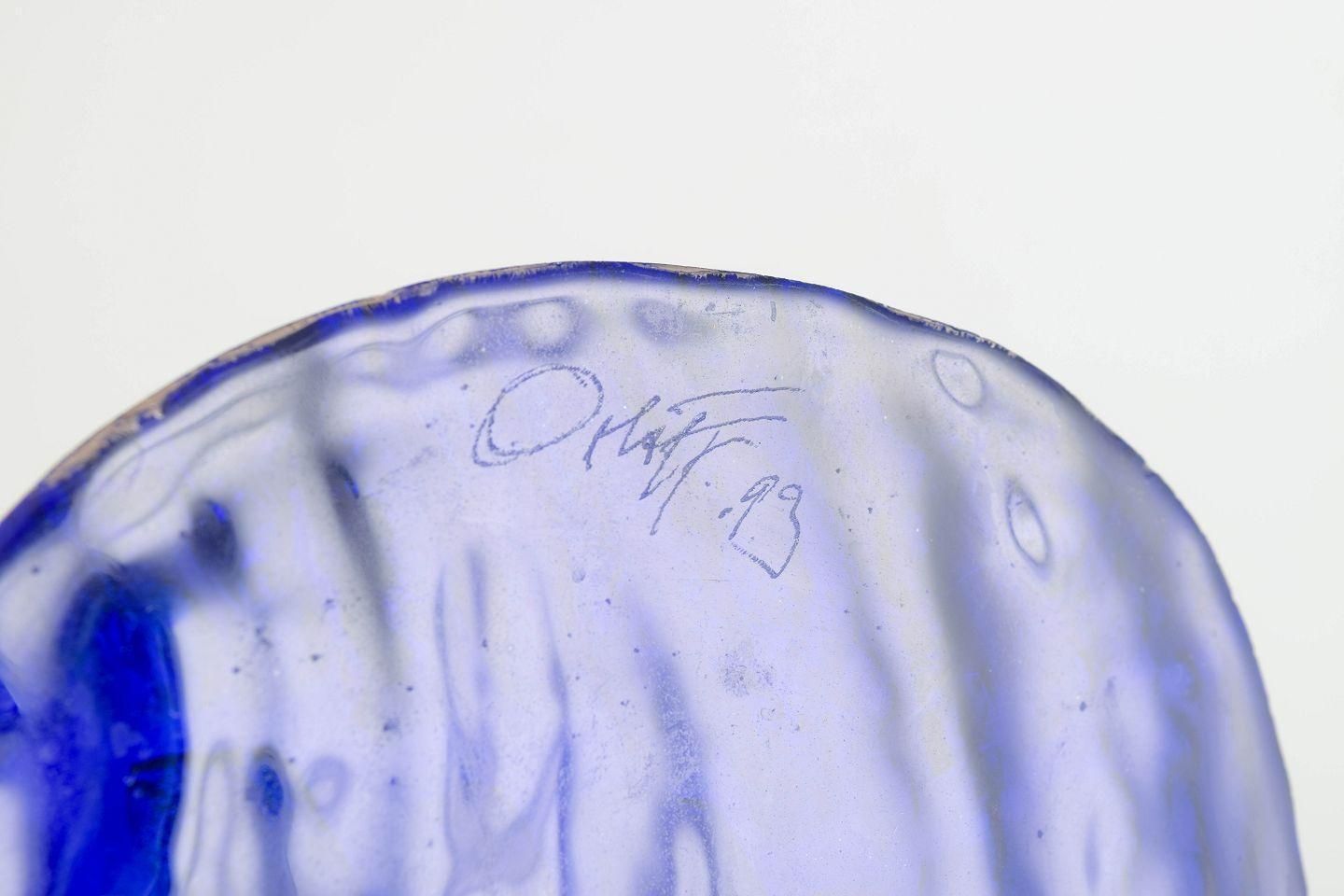 Olof « Orloff » Lundström. Verre sculptural en bleu cobalt intense. 1993 photo Art