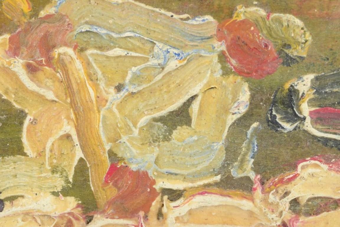 Composition abstraite expressive. Huile sur panneau. Suède, vers les années 1970. photo for sale