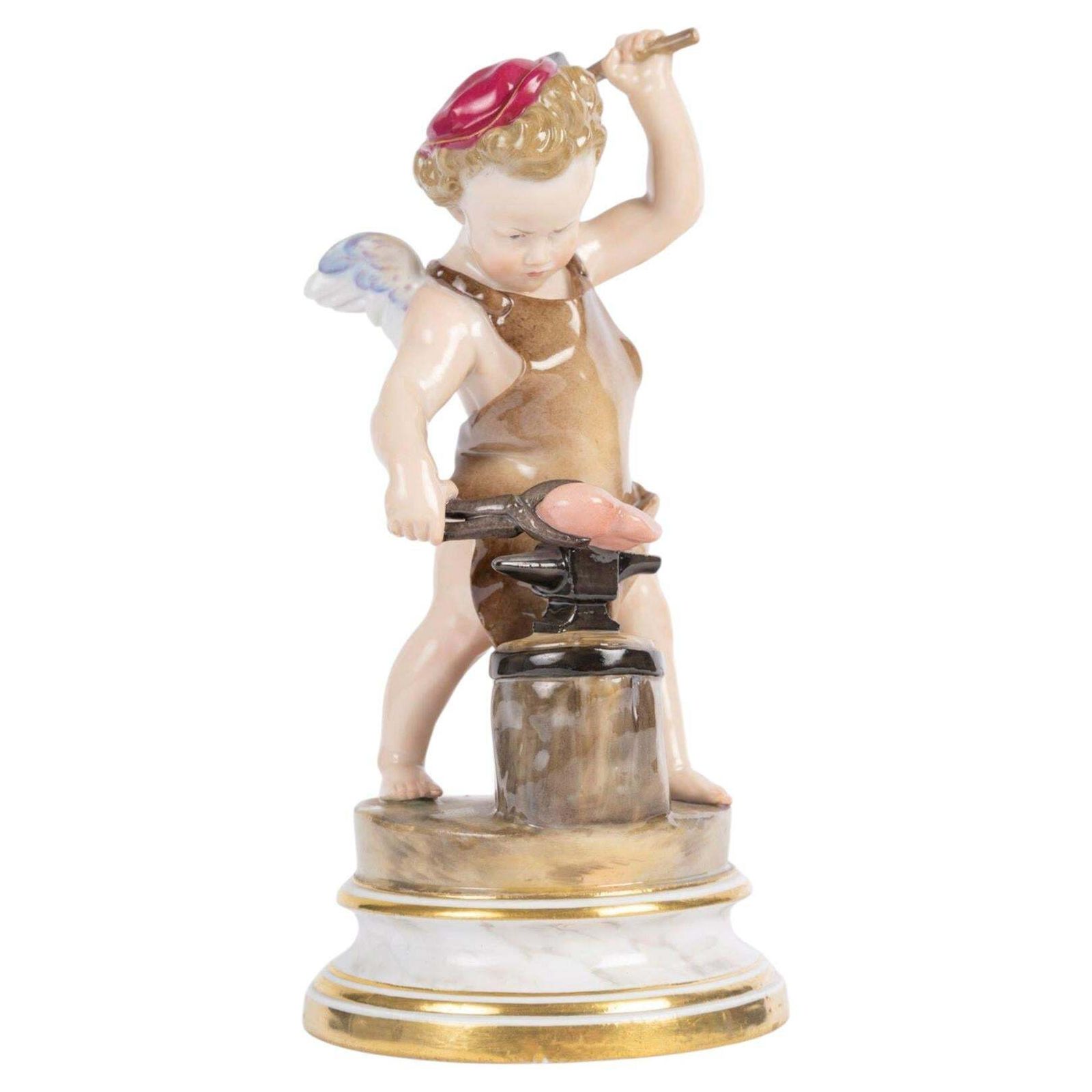 19th Century Meissen Porcelain Sculpture Depicting A Blacksmith Of Love..