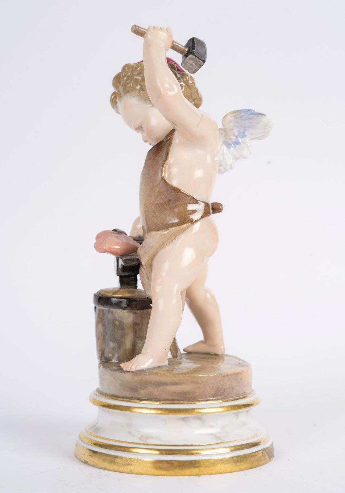 19th Century Meissen Porcelain Sculpture Depicting A Blacksmith Of Love.. photo vinterior