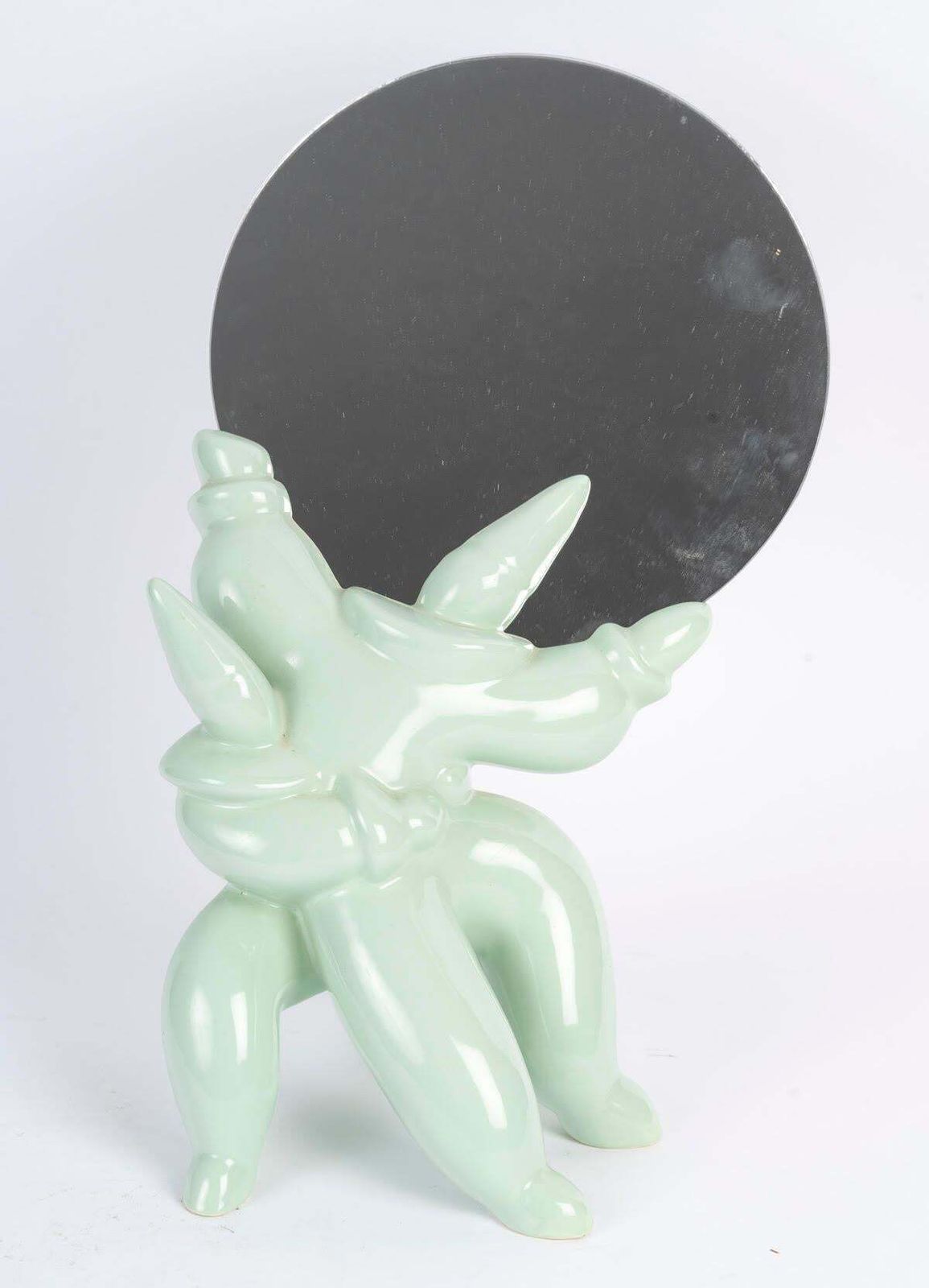 20th Century Celadon Earthenware Table Mirror By Jean Boggio. photo furniture