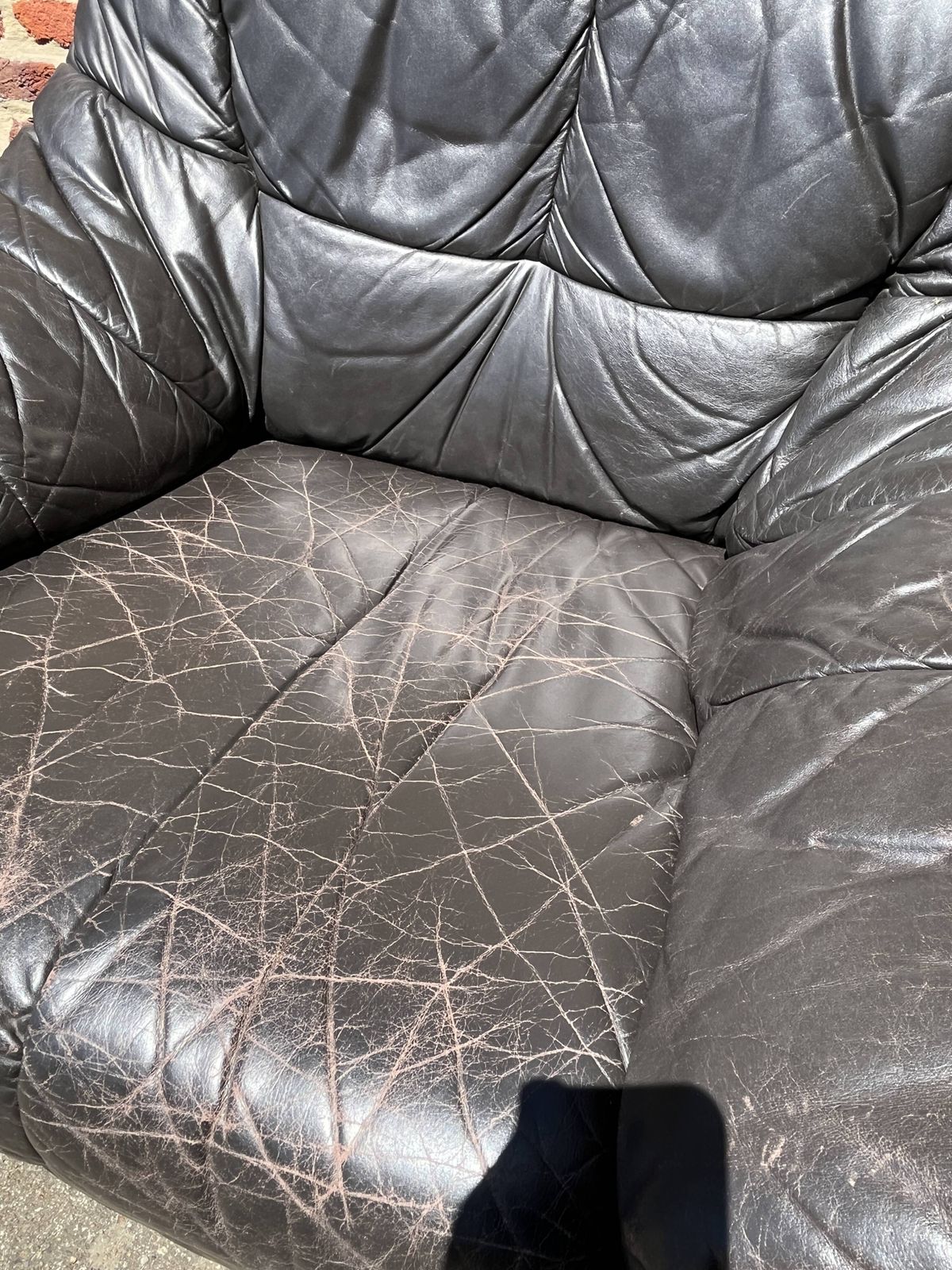 Paar fauteuils van gepatineerd leer photo buy