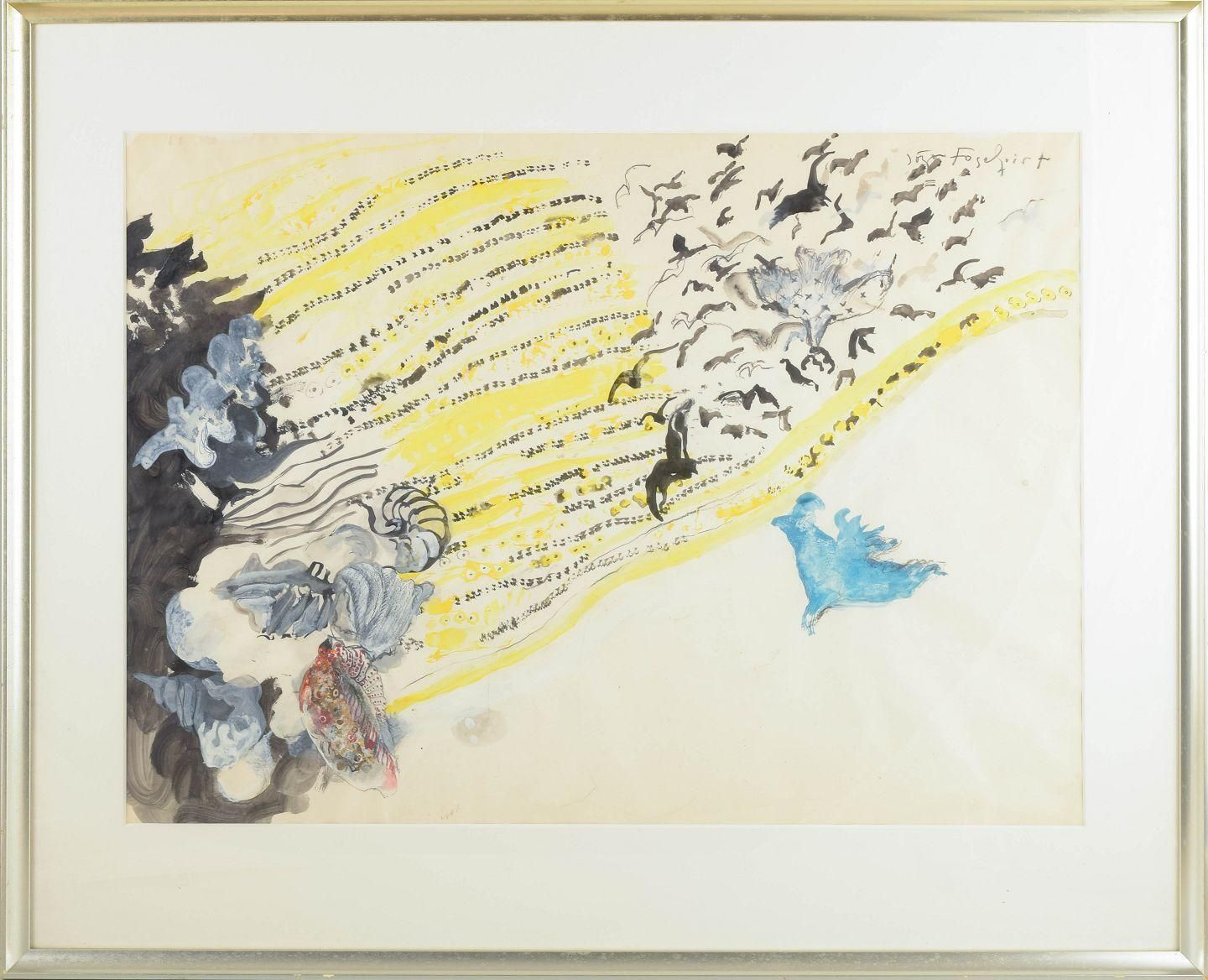 Jörgen Fogelqvist. Watercolor On Paper. Poetic Abstract Composition. Mid 20th C. photo furniture