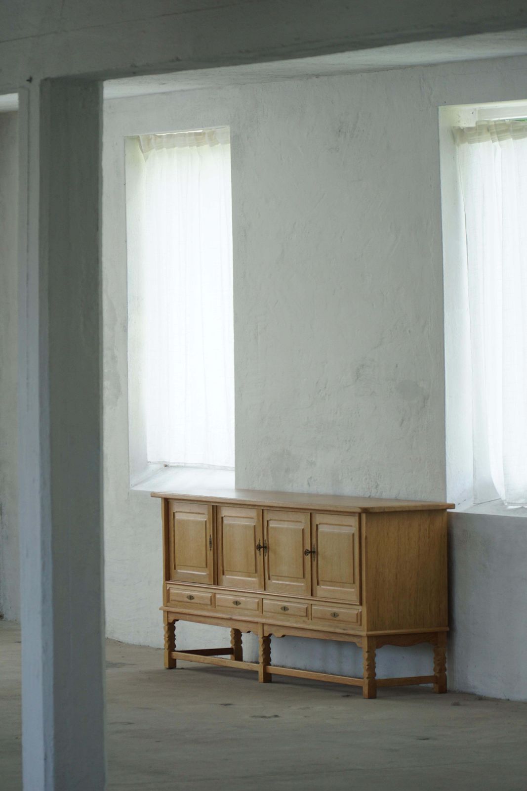 Low Brutalist Sideboard In Oak, Danish Mid Century, Henning Kjærnulf, 1960s photo for sale