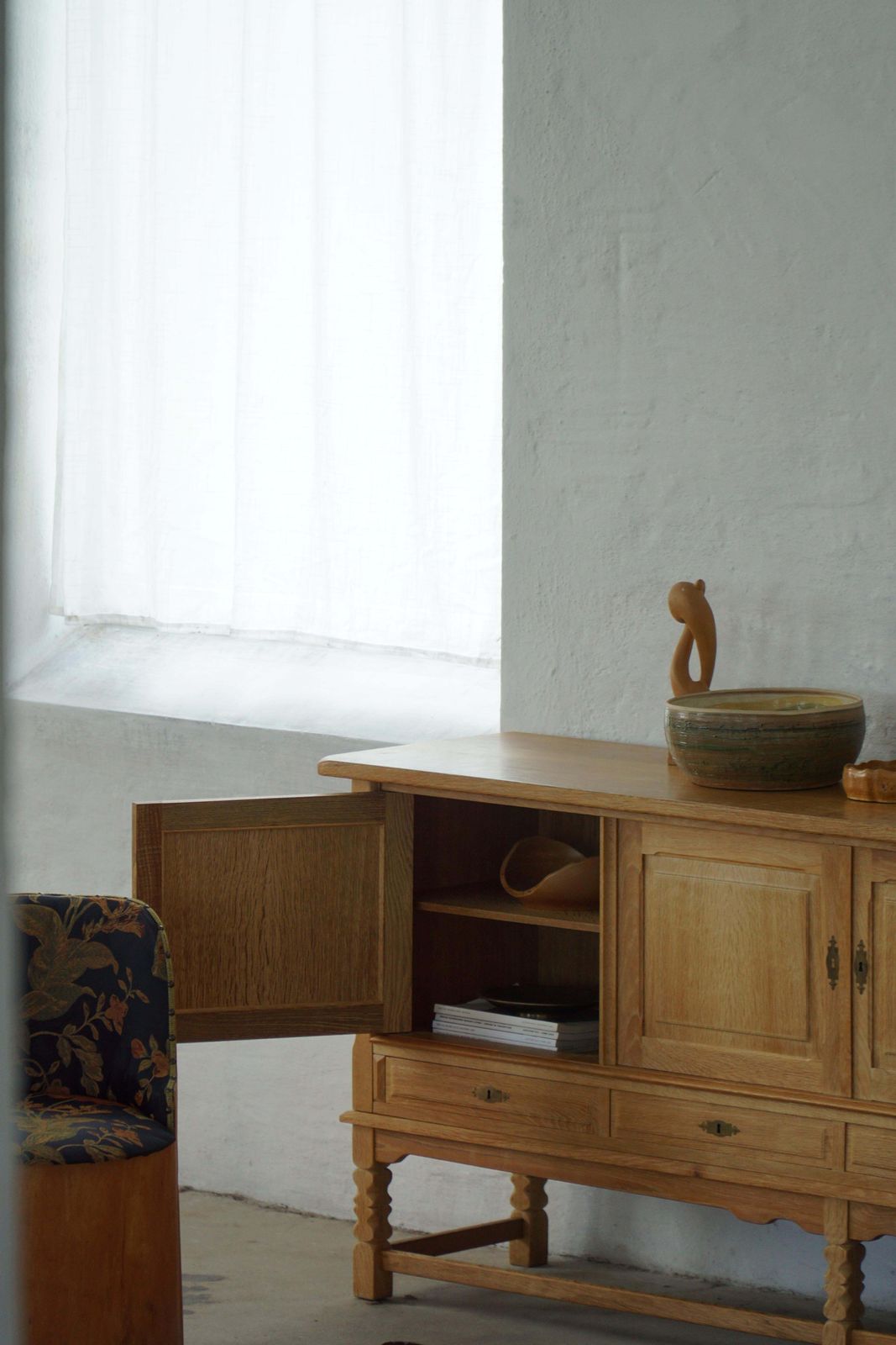 Low Brutalist Sideboard In Oak, Danish Mid Century, Henning Kjærnulf, 1960s photo 3480.0